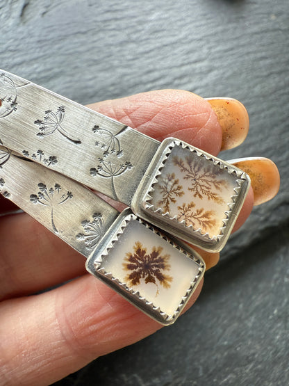 Flower Dentric Agate Earrings