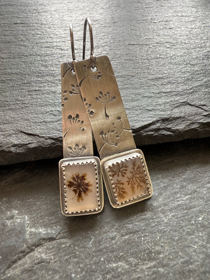 Flower Dentric Agate Earrings