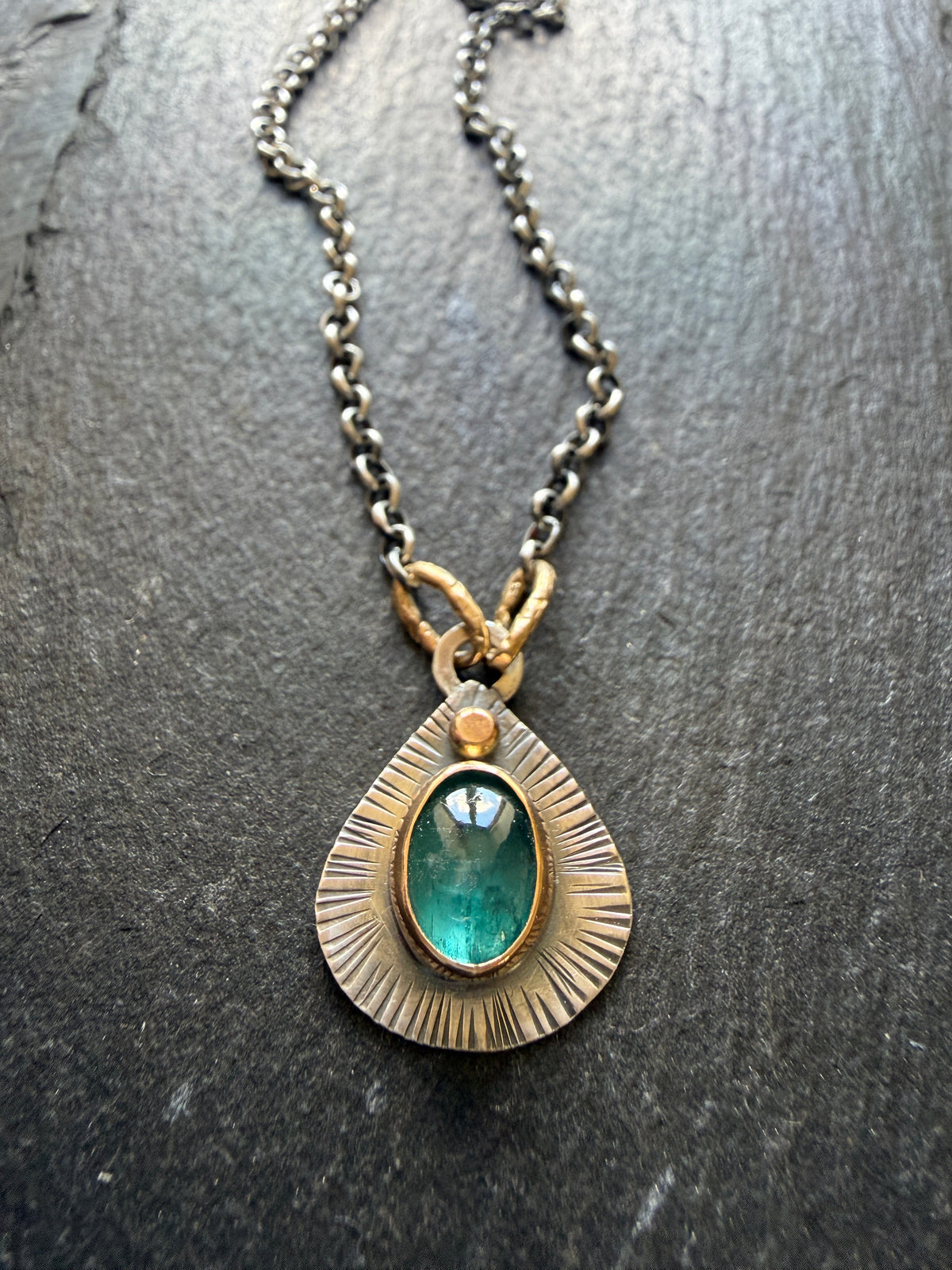 Kyanite Mixed Metal Pendant