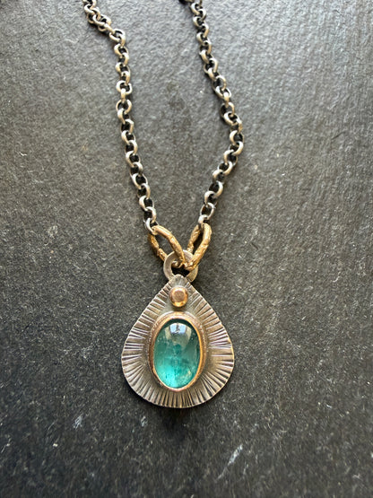 Kyanite Mixed Metal Pendant