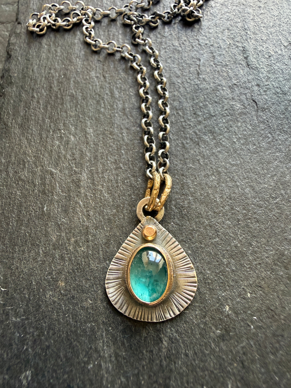Kyanite Mixed Metal Pendant
