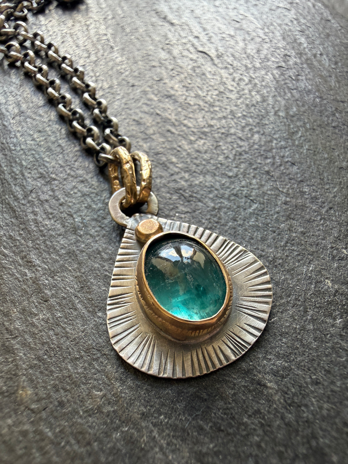 Kyanite Mixed Metal Pendant