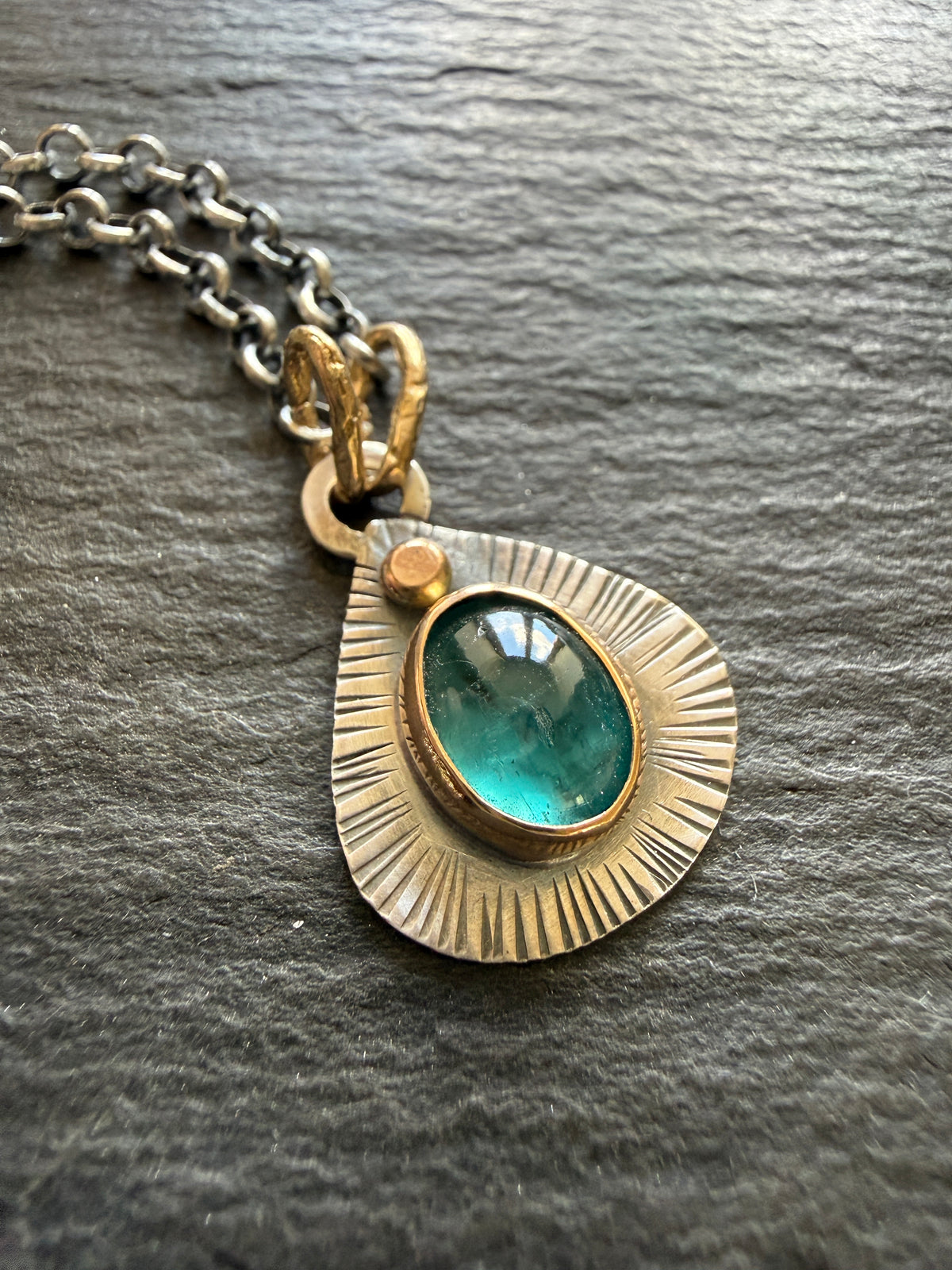Kyanite Mixed Metal Pendant