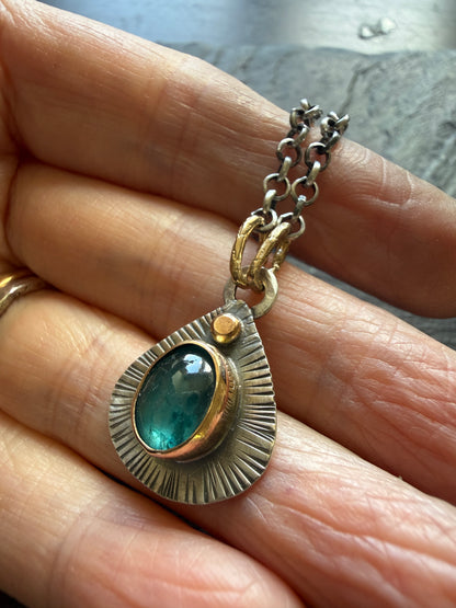 Kyanite Mixed Metal Pendant