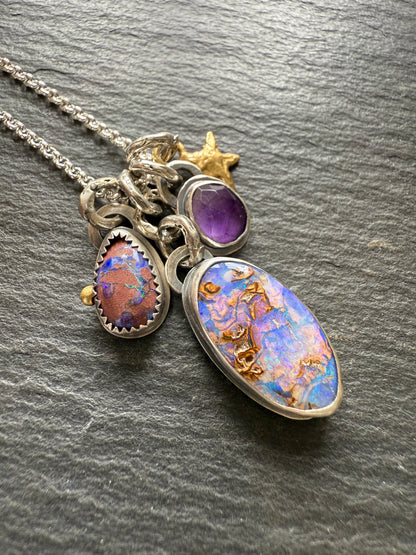 Purple Charm Opal Necklace