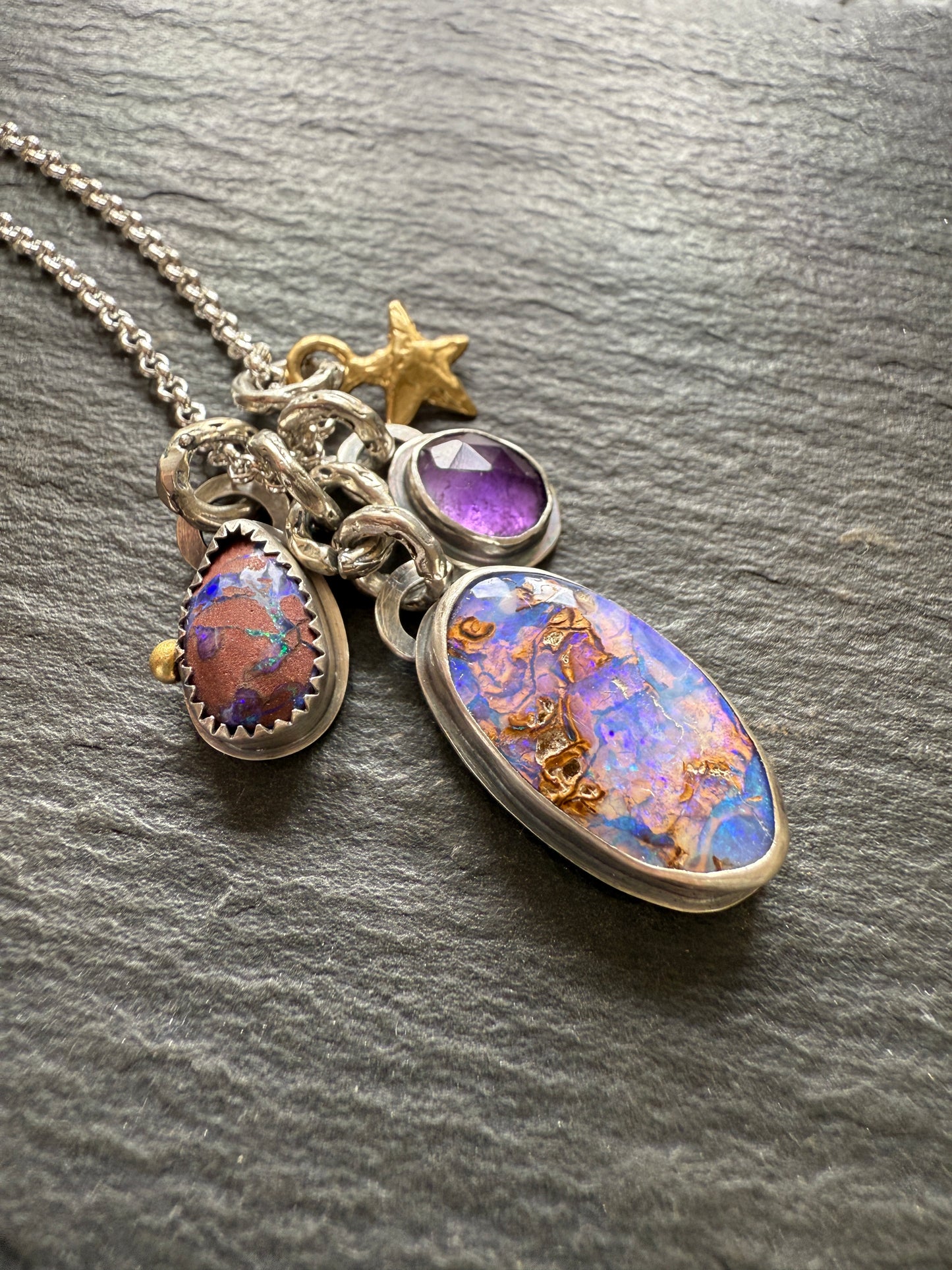 Purple Charm Opal Necklace