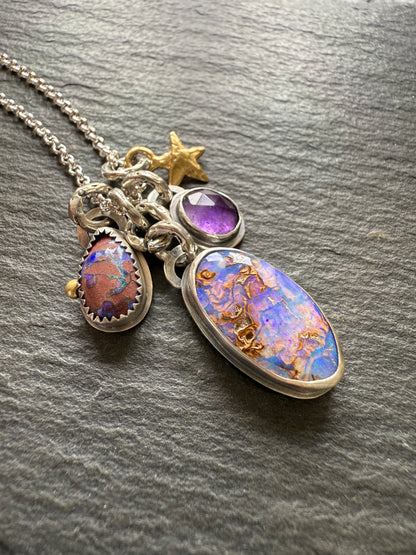 Purple Charm Opal Necklace