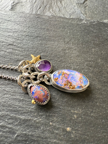 Purple Charm Opal Necklace