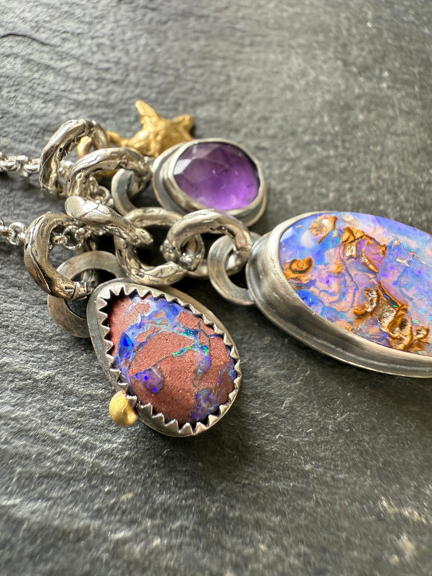 Purple Charm Opal Necklace