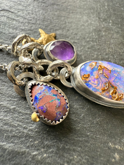 Purple Charm Opal Necklace