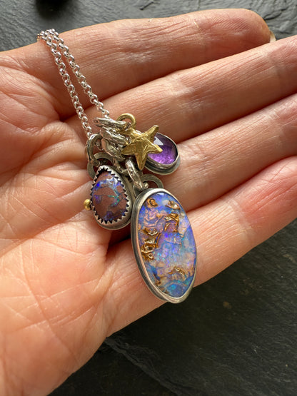 Purple Charm Opal Necklace