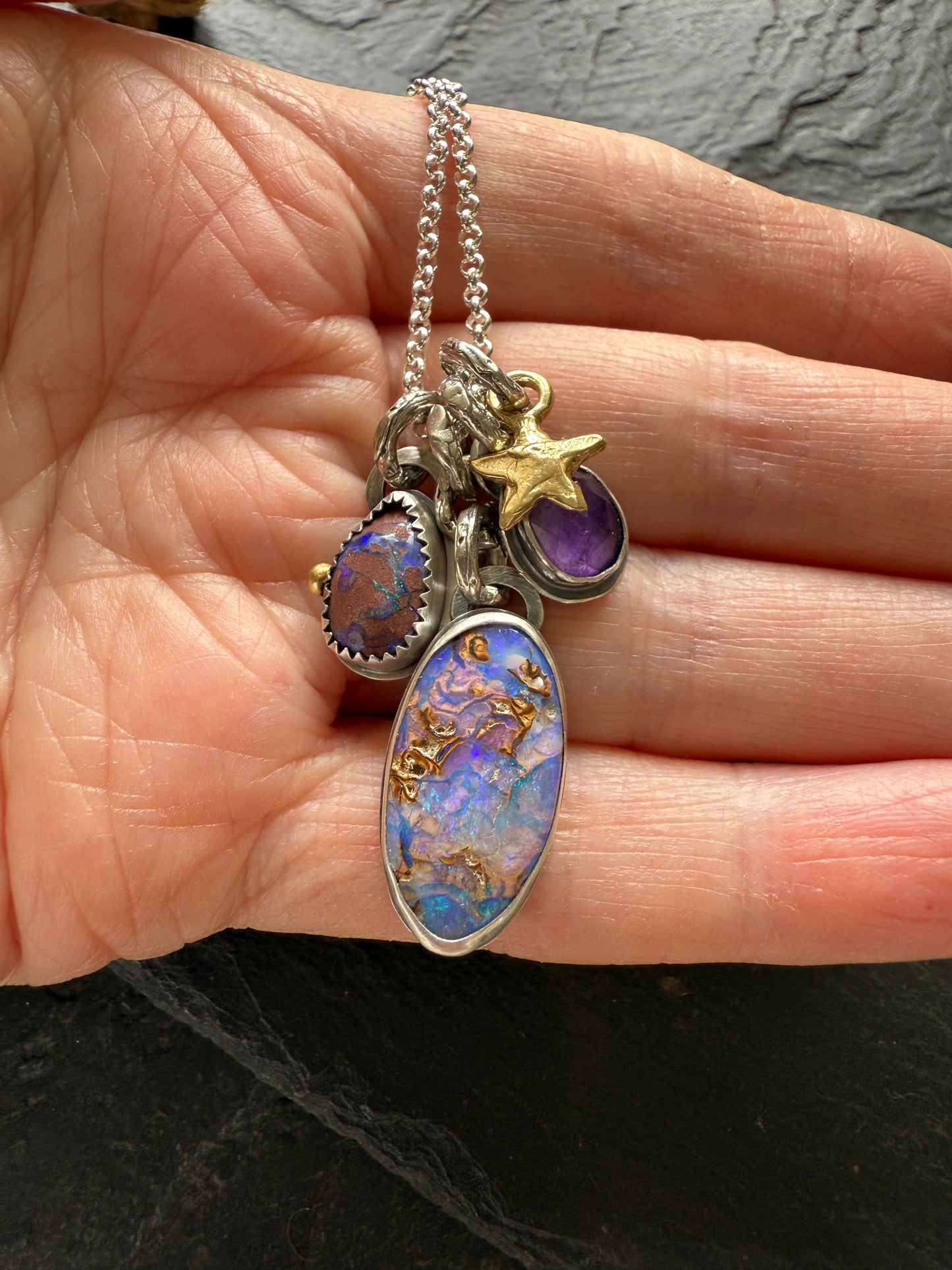 Purple Charm Opal Necklace
