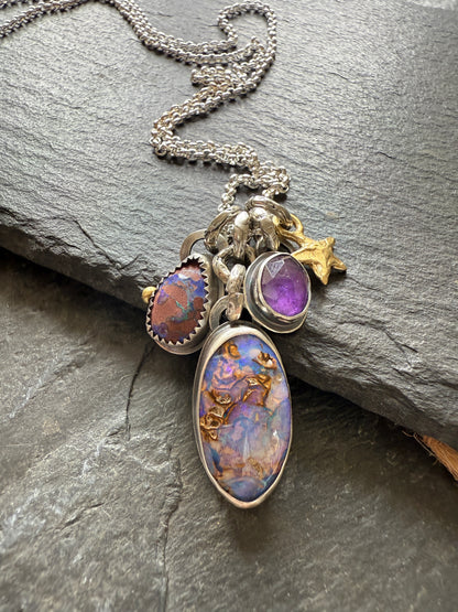 Purple Charm Opal Necklace