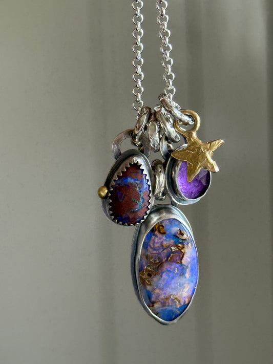 Purple Charm Opal Necklace