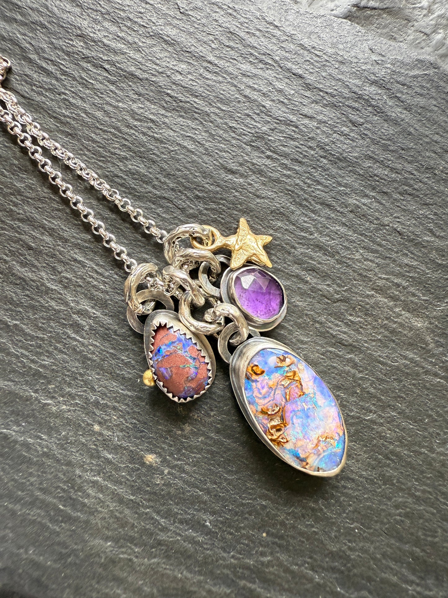Purple Charm Opal Necklace