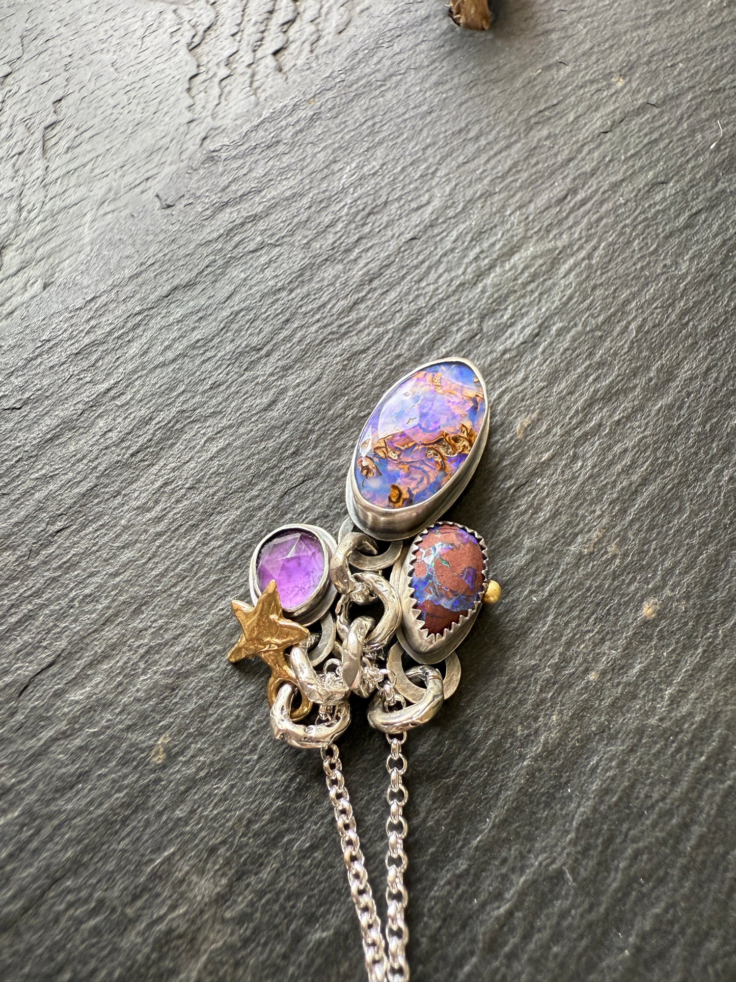 Purple Charm Opal Necklace