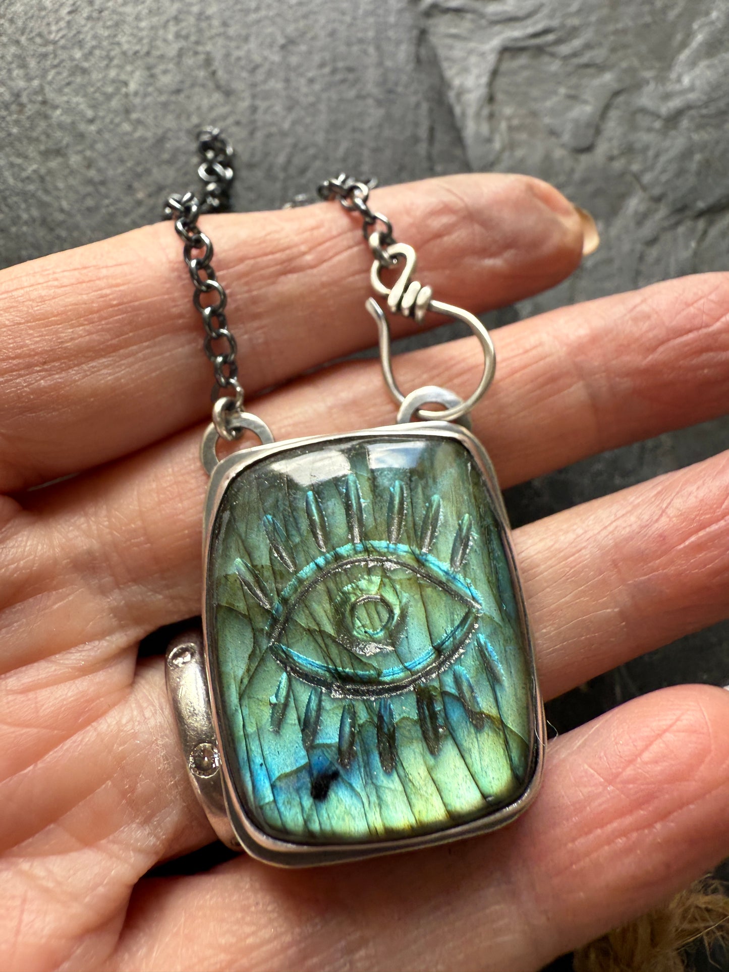 Evil Eye Labradorite Pendant