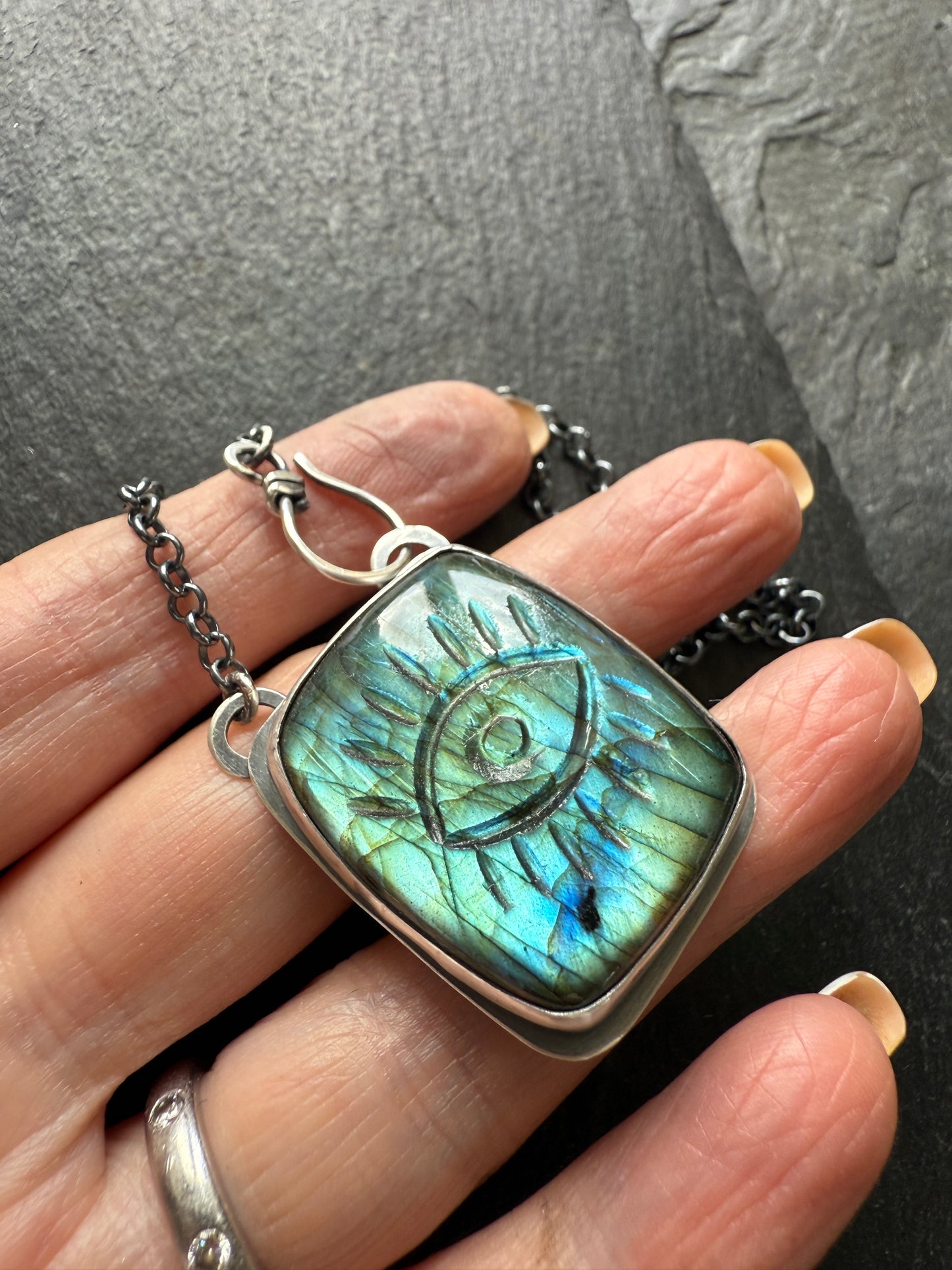 Evil Eye Labradorite Pendant