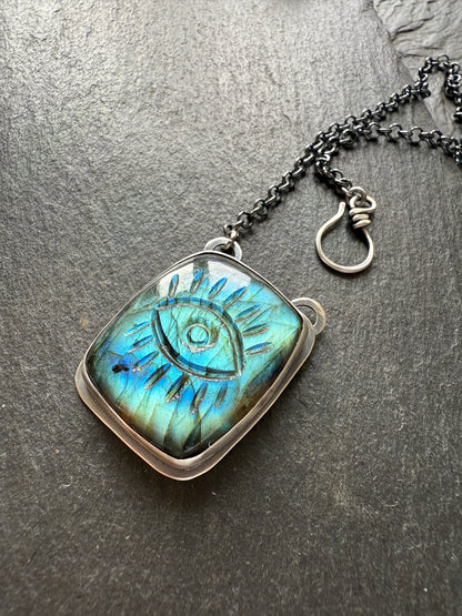 Evil Eye Labradorite Pendant