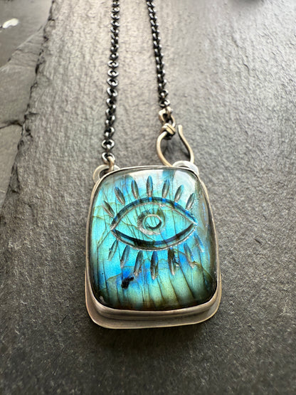 Evil Eye Labradorite Pendant