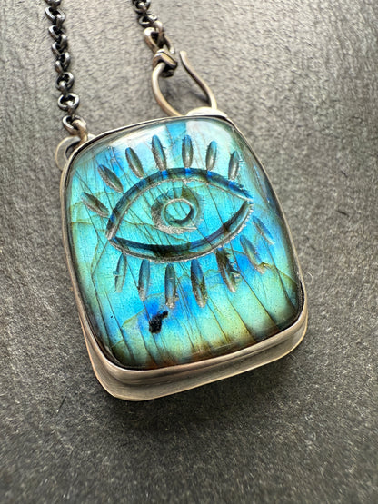 Evil Eye Labradorite Pendant