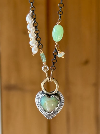 Wire wrapped gemstones with a Boulder Opal Heart