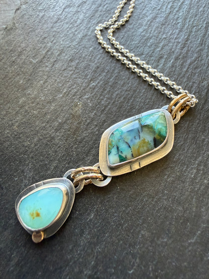 Blue Opalised wood stone Necklace