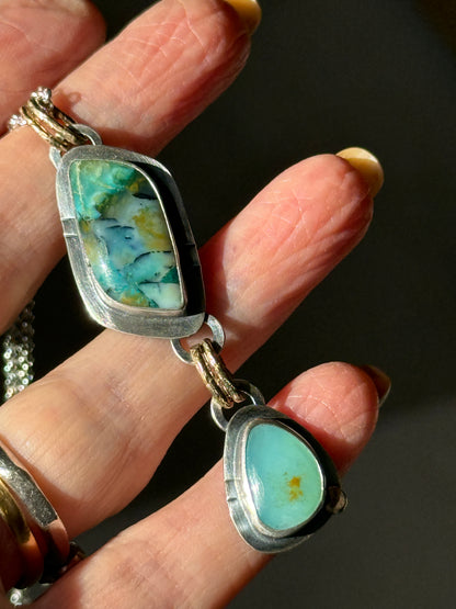 Blue Opalised wood stone Necklace
