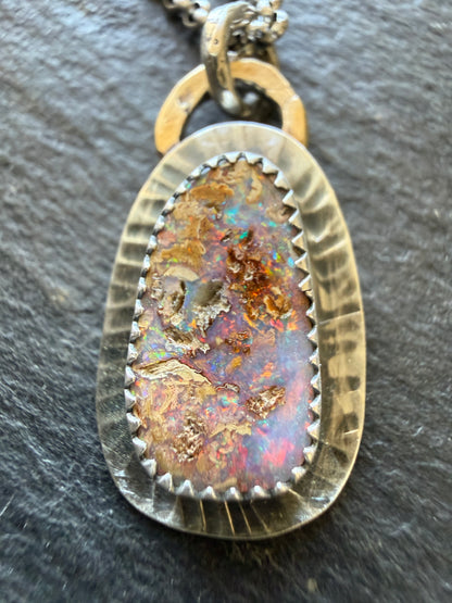 Pink Pipe Opal Necklace