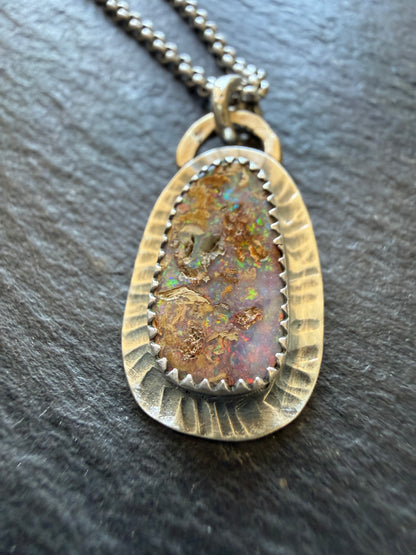 Pink Pipe Opal Necklace