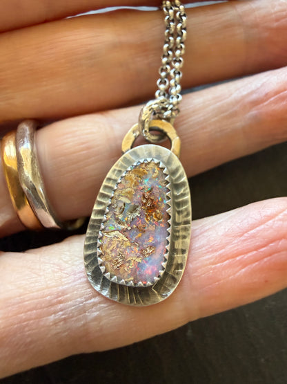 Pink Pipe Opal Necklace
