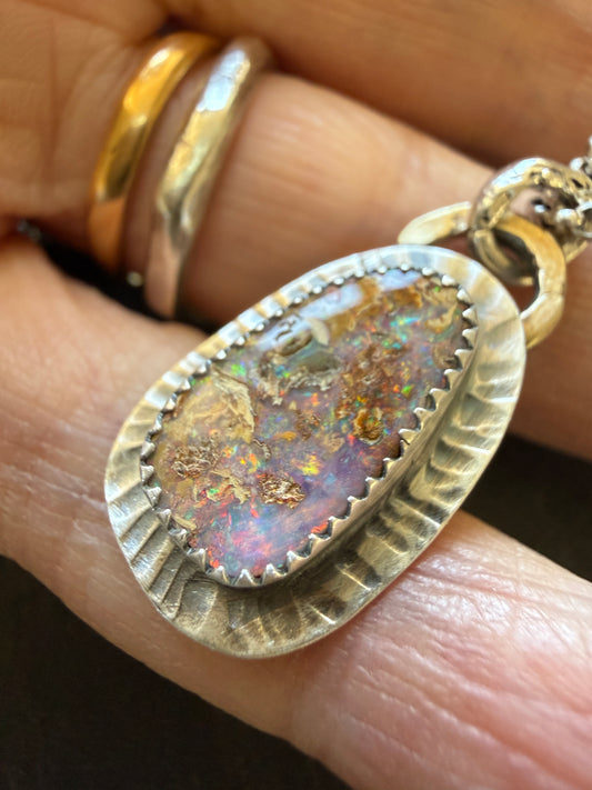 Pink Pipe Opal Necklace