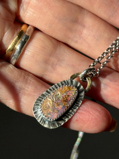 Pink Pipe Opal Necklace