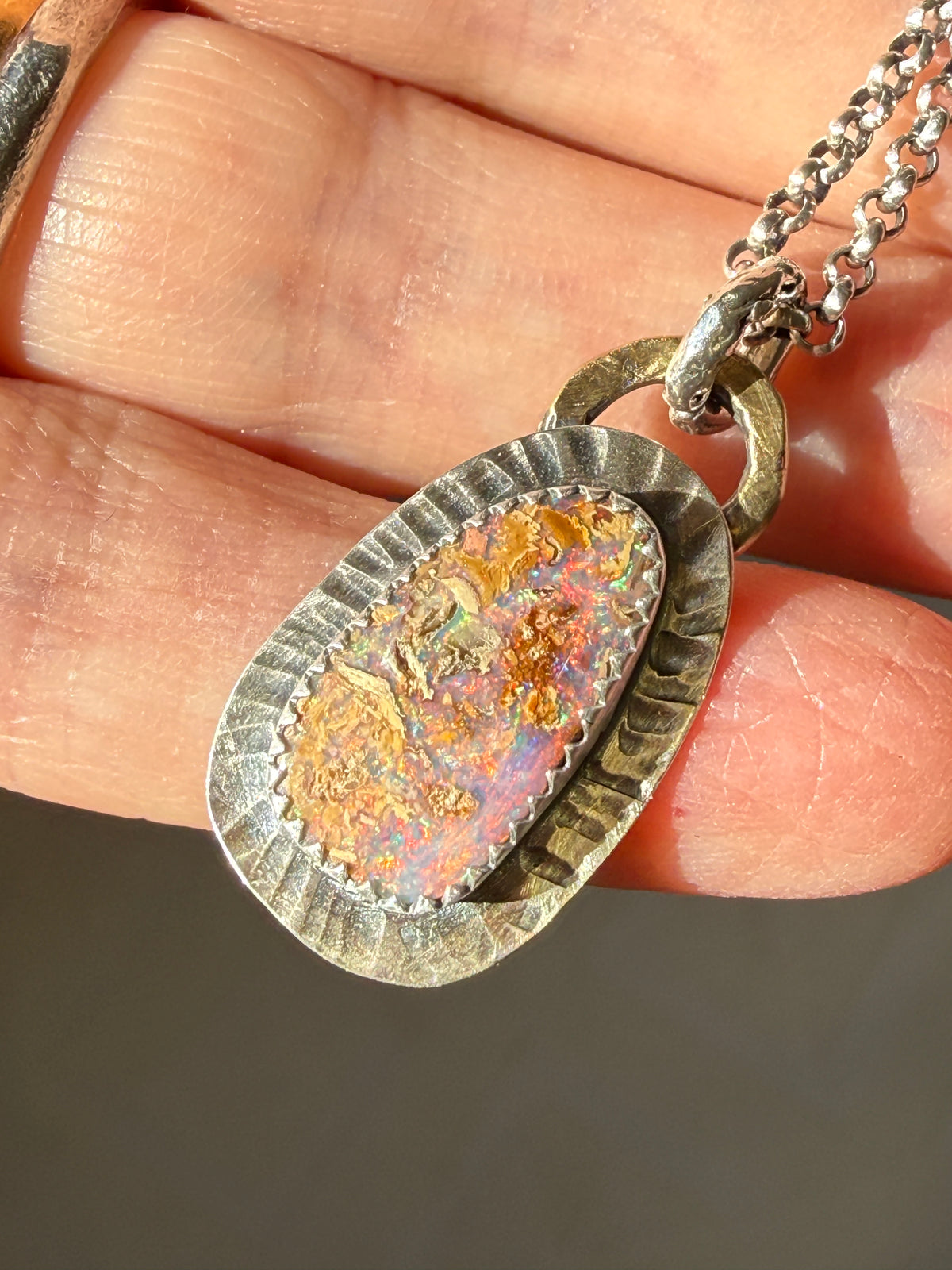 Pink Pipe Opal Necklace