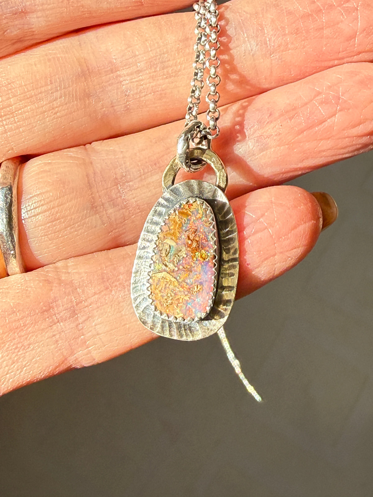 Pink Pipe Opal Necklace