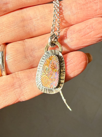Pink Pipe Opal Necklace