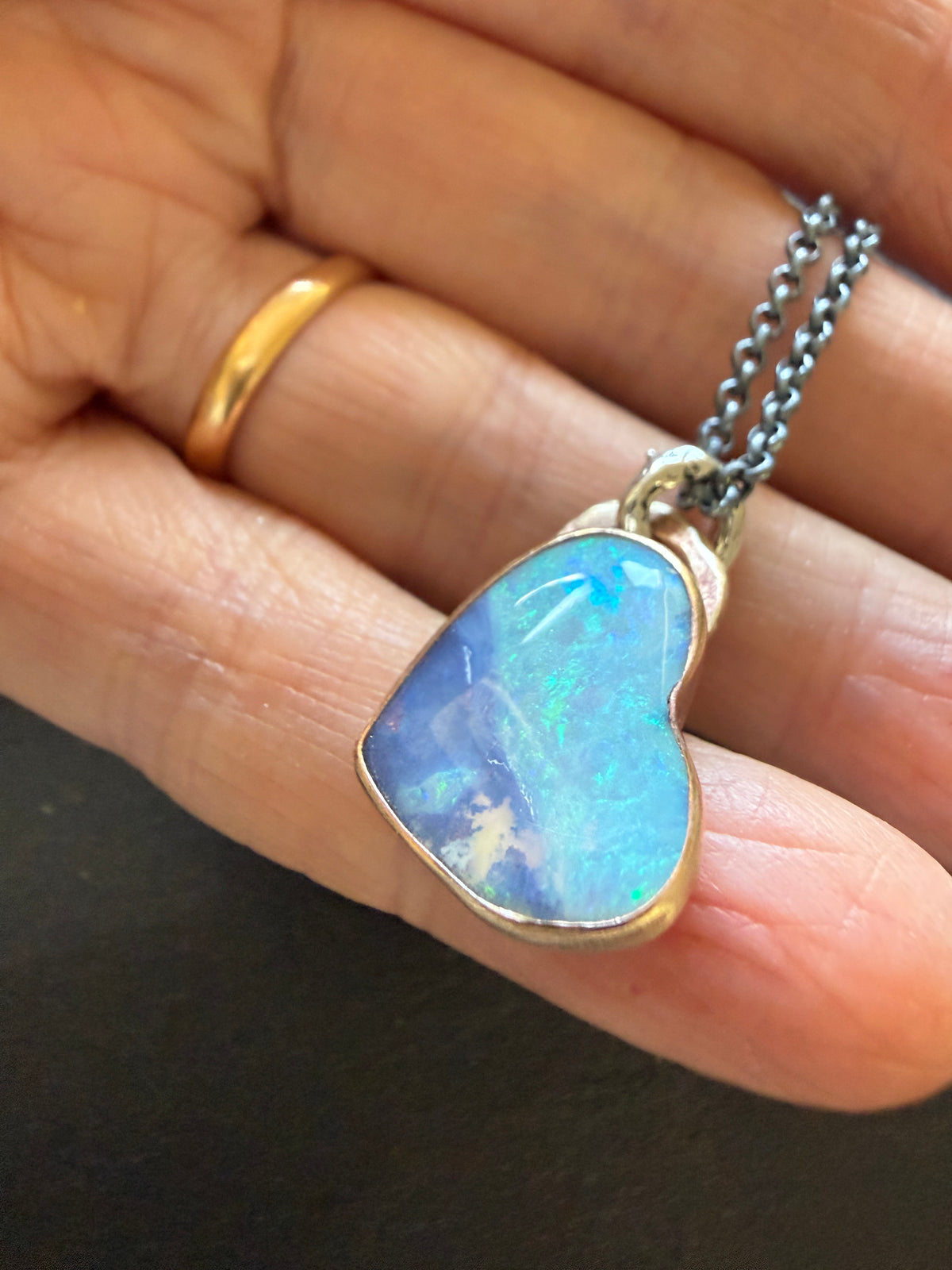 Baby Blue Opal Heart