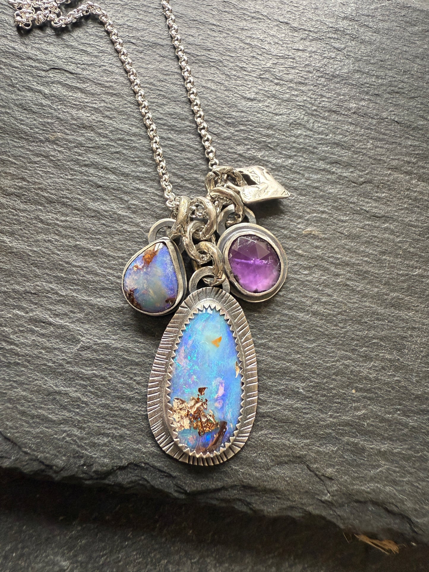 Purple Gemstone Charm Pendant