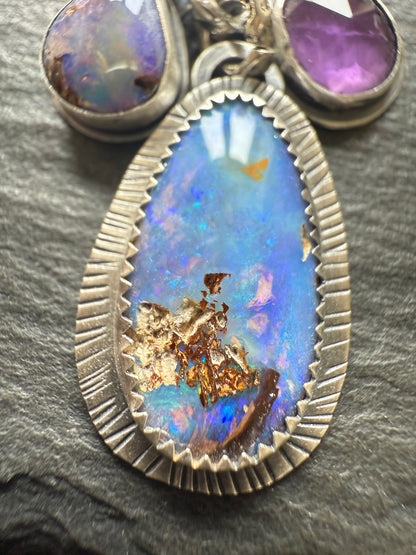 Purple Gemstone Charm Pendant