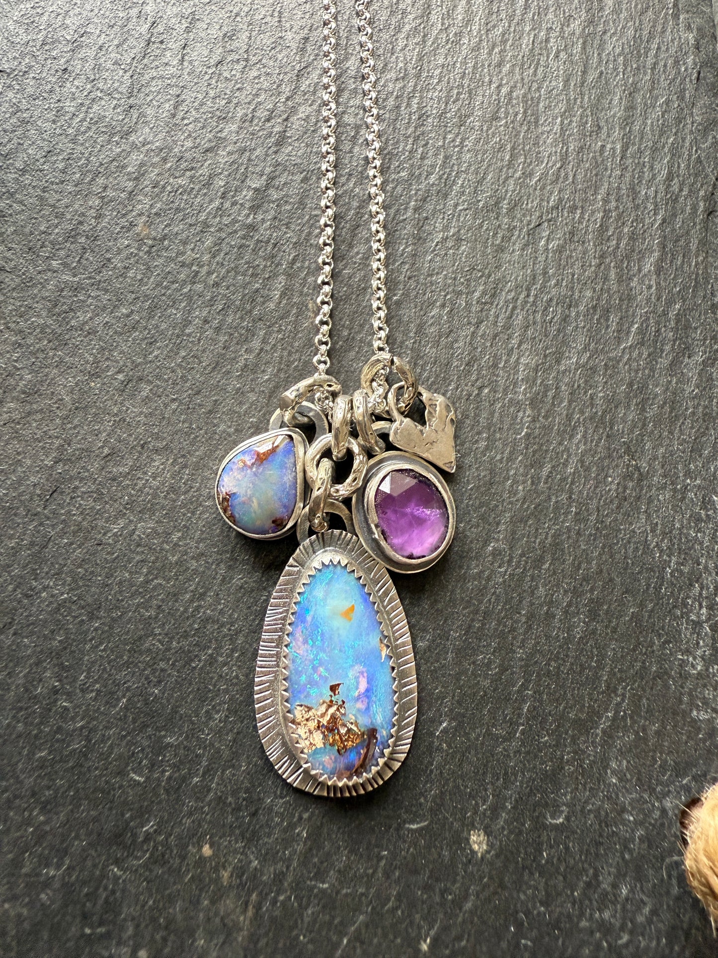 Purple Gemstone Charm Pendant