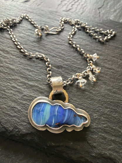 Blue Cloud Opal with Herkimer Diamonds