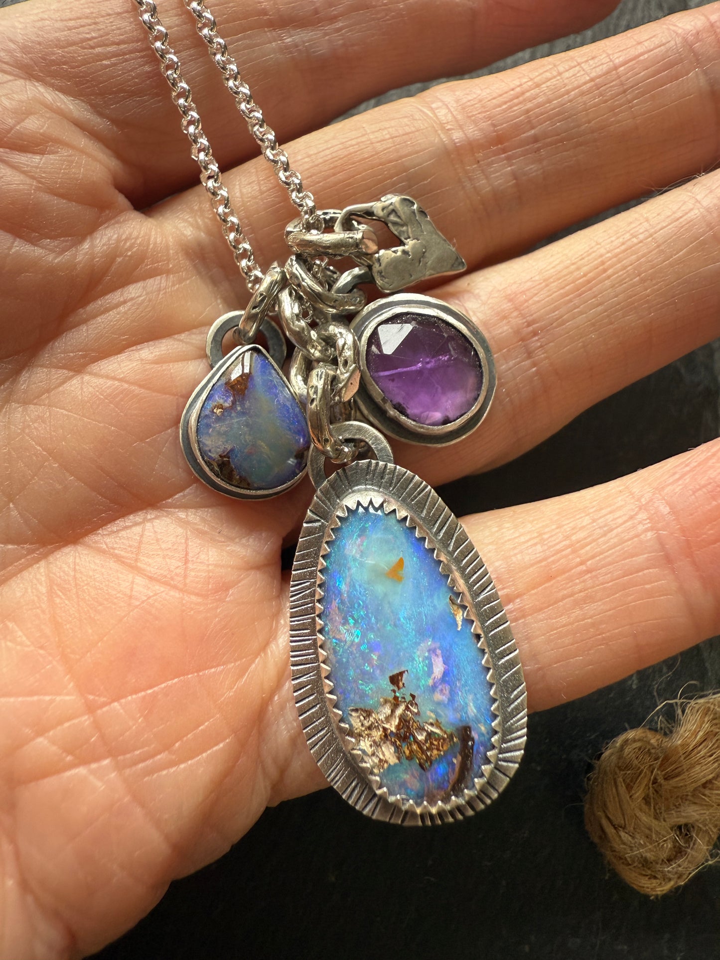 Purple Gemstone Charm Pendant