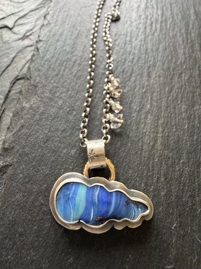 Blue Cloud Opal with Herkimer Diamonds
