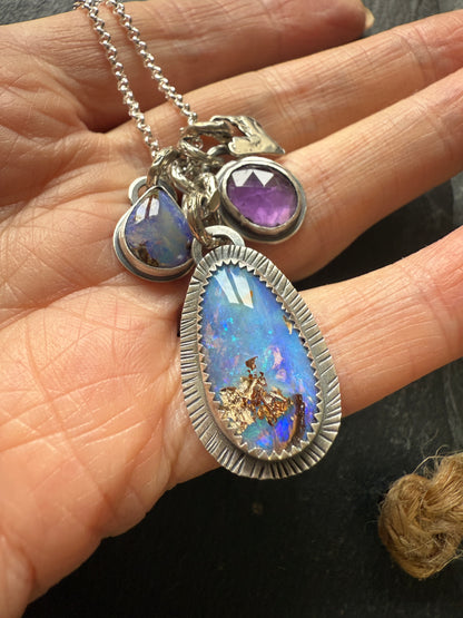 Purple Gemstone Charm Pendant