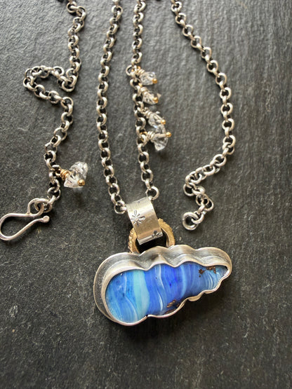 Blue Cloud Opal with Herkimer Diamonds