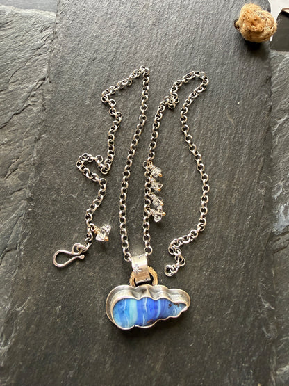 Blue Cloud Opal with Herkimer Diamonds
