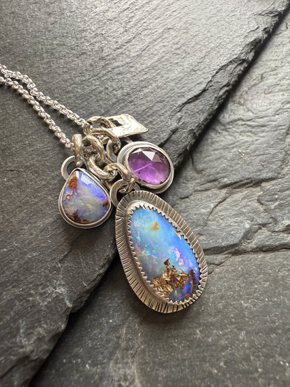 Purple Gemstone Charm Pendant