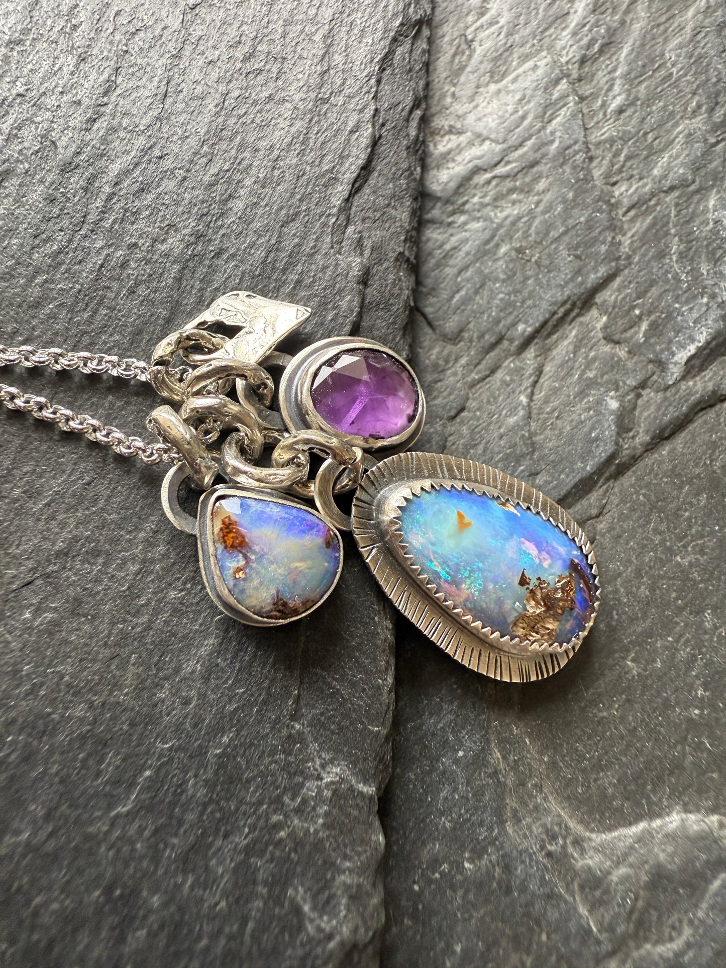 Purple Gemstone Charm Pendant