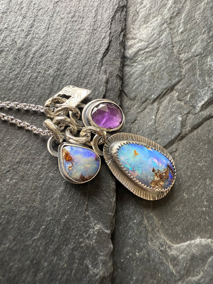 Purple Gemstone Charm Pendant