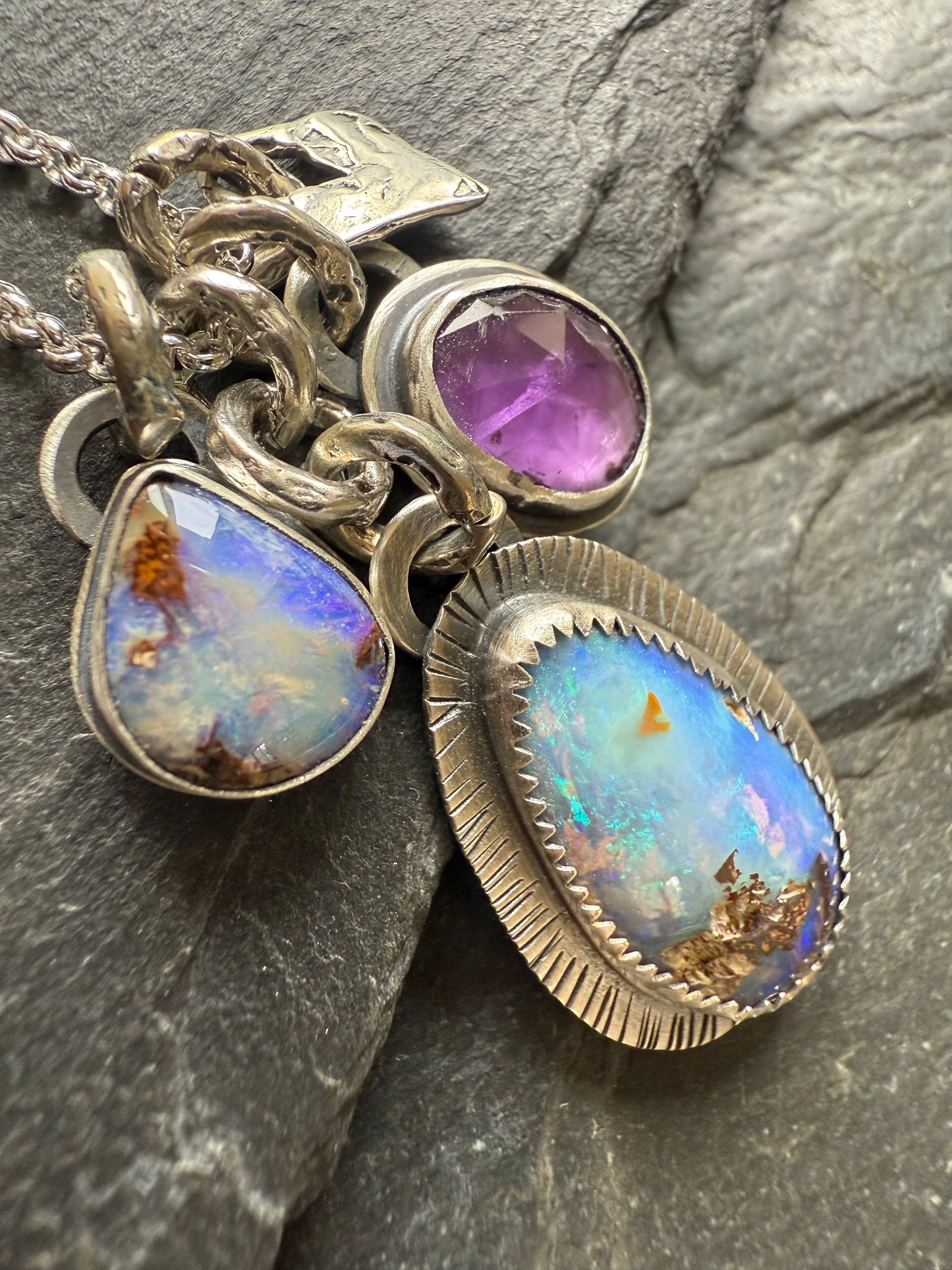 Purple Gemstone Charm Pendant